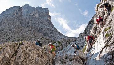 Crossing through the Ellmauer Tor via Eggersteig trail